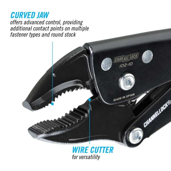 CHANNELLOCK 102-10 10" Locking Pliers, Curved Jaw