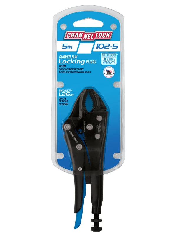 CHANNELLOCK 102-5 5" Locking Pliers, Curved Jaw