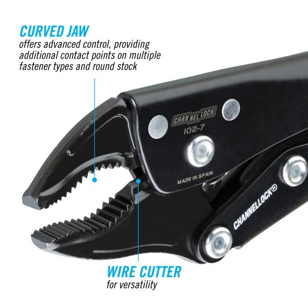 CHANNELLOCK 102-7 7" Locking Pliers, Curved Jaw
