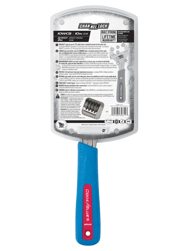 CHANNELLOCK 10WCB 10" CODE BLUE Wide Adjustable Wrench