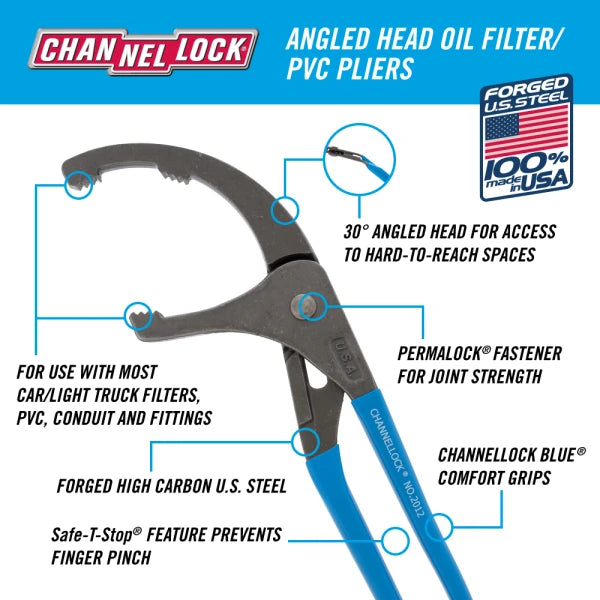 CHANNELLOCK 2012 12" Oil Filter/PVC Pliers