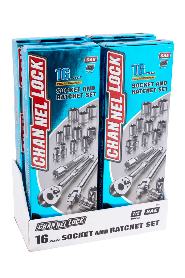 CHANNELLOCK 32161 16-Piece 1/2" Drive SAE Socket Set