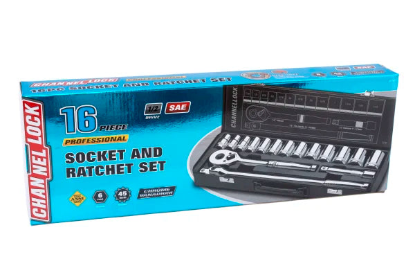 CHANNELLOCK 32161 16-Piece 1/2" Drive SAE Socket Set