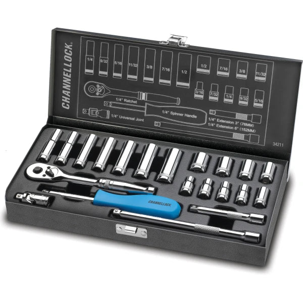 CHANNELLOCK 34211 21-Piece 1/4" Drive SAE Socket Set - Tool Leaks