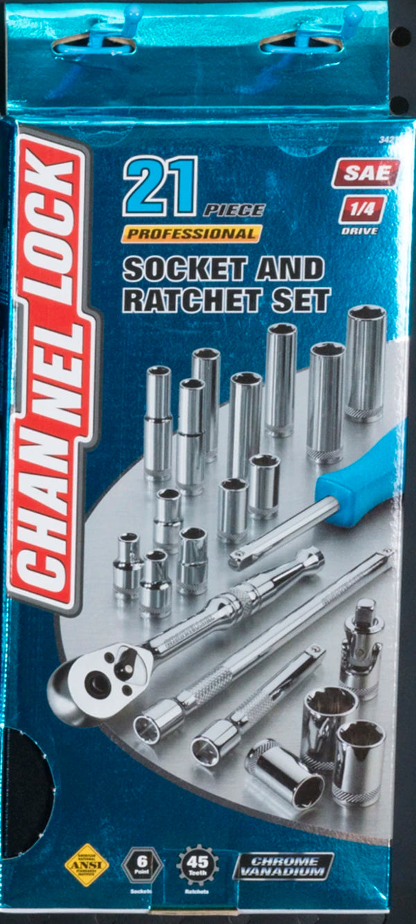 CHANNELLOCK 34211 21-Piece 1/4" Drive SAE Socket Set