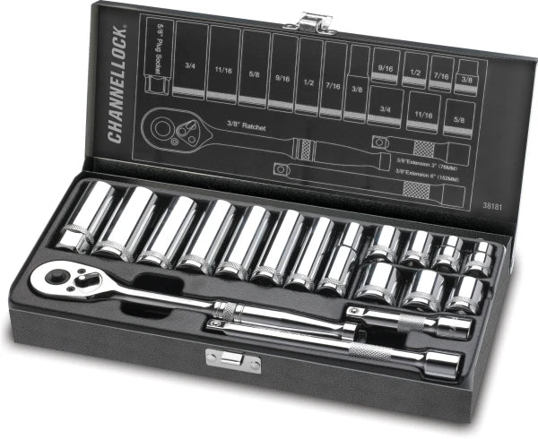 CHANNELLOCK 38181 18-Piece 3/8" Drive SAE Socket Set
