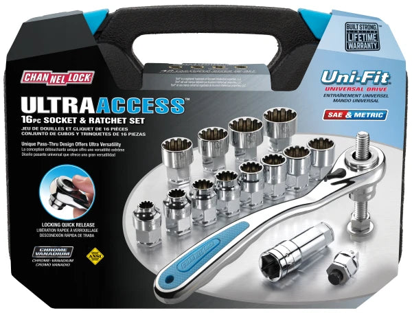 CHANNELLOCK 39100 16-Piece Ultra Access Socket Set