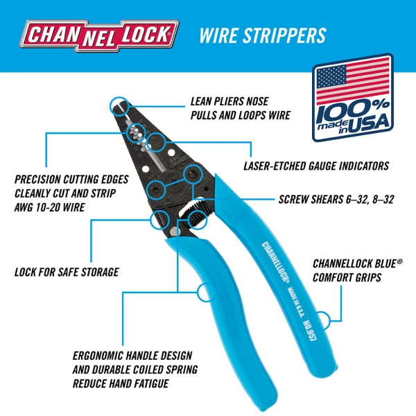 CHANNELLOCK 957 7" Wire Stripper