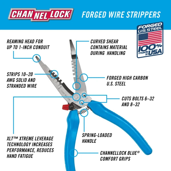 CHANNELLOCK 968 7.5" Forged Wire Stripper