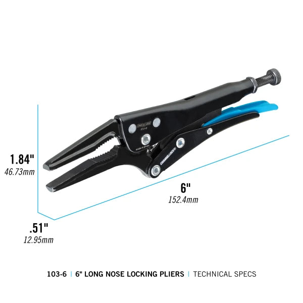CHANNELLOCK 103-6 6" Long Nose Locking Pliers - Tool Leaks