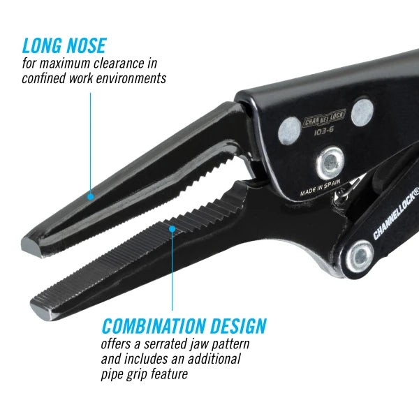 CHANNELLOCK 103-6 6" Long Nose Locking Pliers