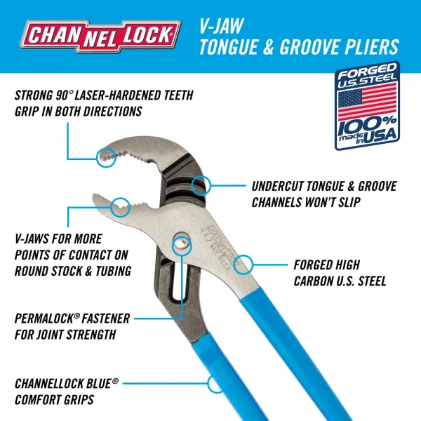 CHANNELLOCK 442 12" Tongue & Groove Pliers - Tool Leaks