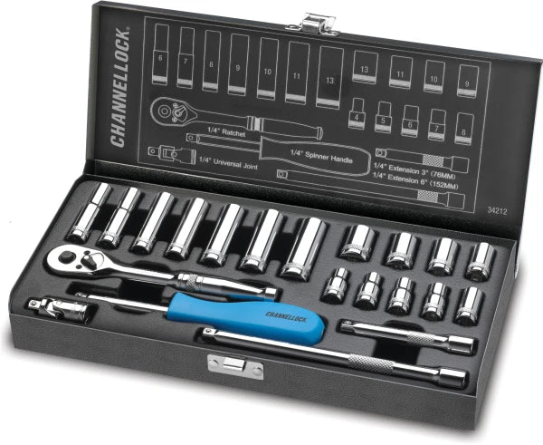 CHANNELLOCK 34212 21-Piece 1/4" Drive Metric Socket Set
