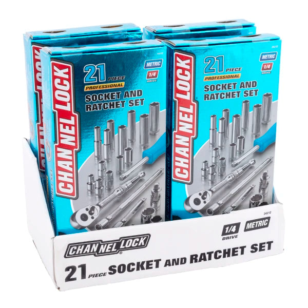 CHANNELLOCK 34212 21-Piece 1/4" Drive Metric Socket Set