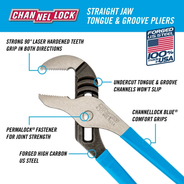 CHANNELLOCK 430 10" Tongue & Groove Pliers