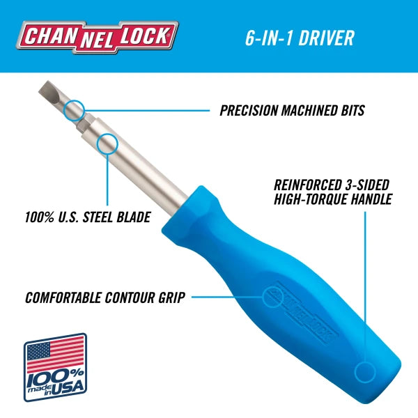 CHANNELLOCK 61H 6N1 Screwdriver, Nut Driver