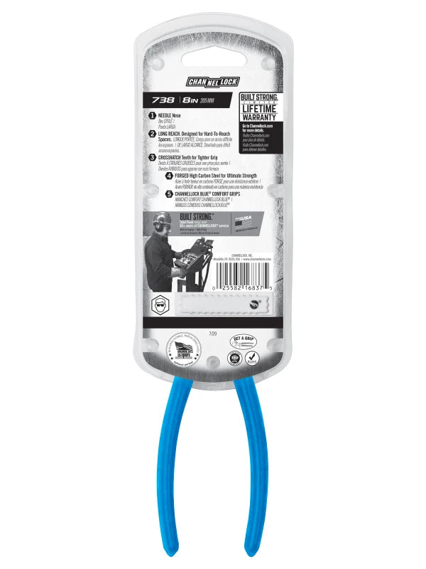 CHANNELLOCK 738 8" Long Nose Pliers