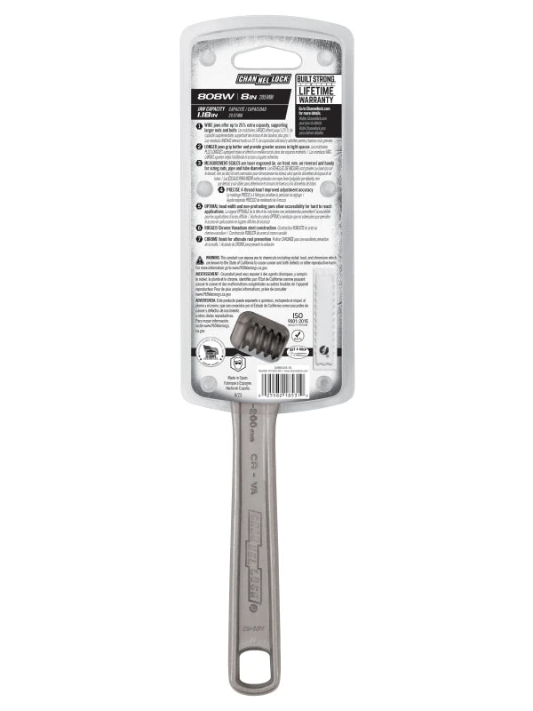 CHANNELLOCK 808W 8" Wide Adjustable Wrench