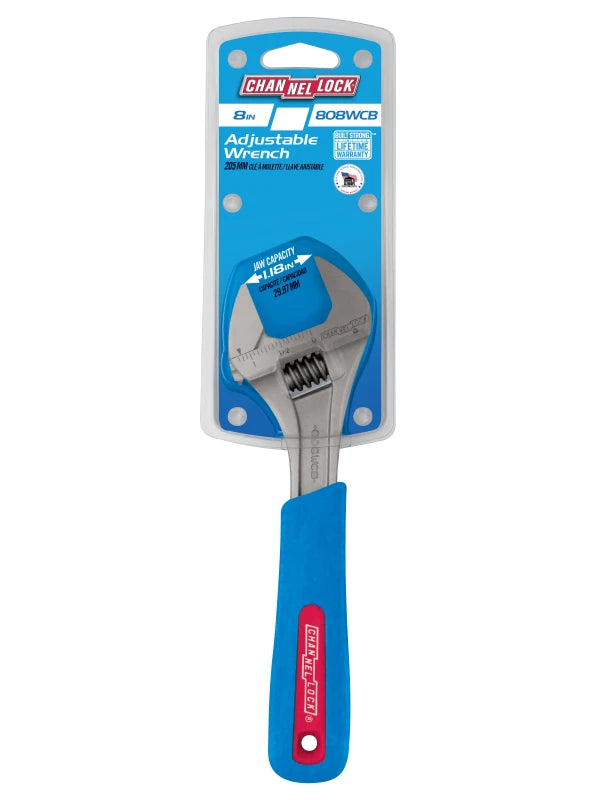 CHANNELLOCK 808WCB 8" CODE BLUE Wide Adjustable Wrench
