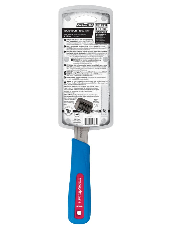 CHANNELLOCK 808WCB 8" CODE BLUE Wide Adjustable Wrench