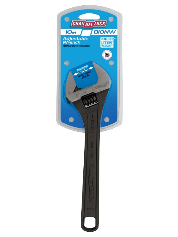 CHANNELLOCK 810NW 10" Wide Adjustable Wrench, Black Phosphate