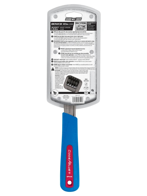 CHANNELLOCK 810WCB 10" CODE BLUE Wide Adjustable Wrench