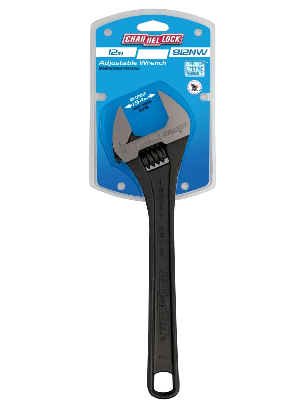 CHANNELLOCK 812NW 12" Wide Adjustable Wrench, Black Phosphate
