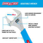 CHANNELLOCK 8WCB 8" CODE BLUE Wide Adjustable Wrench - Tool Leaks