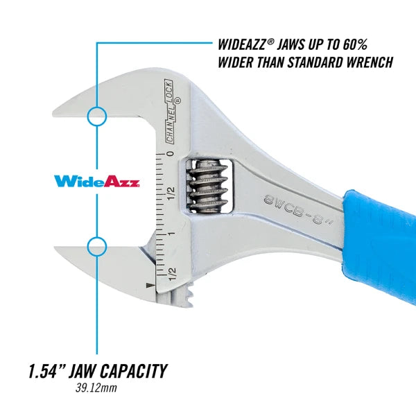 CHANNELLOCK 8WCB 8" CODE BLUE Wide Adjustable Wrench