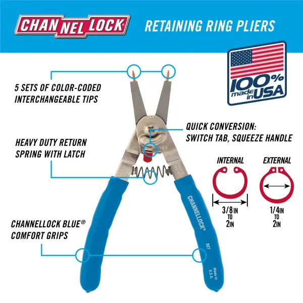 CHANNELLOCK 927 8" Retaining Ring Pliers