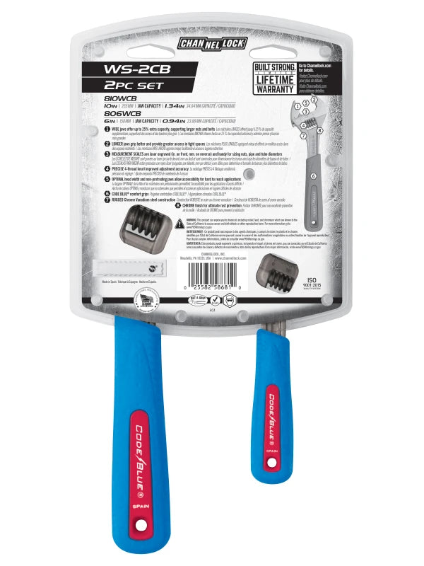 CHANNELLOCK WS-2CB 2-Piece CODE BLUE Wrench Set - Tool Leaks