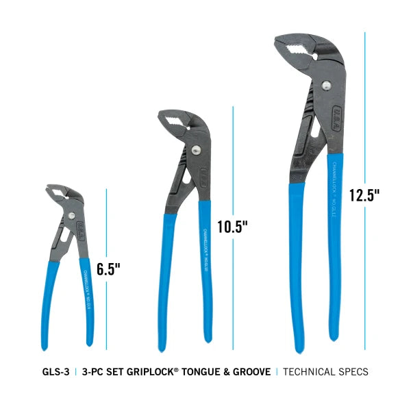 CHANNELLOCK GLS-3 3-Piece GripLock Pliers Set - Tool Leaks