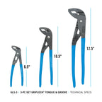 CHANNELLOCK GLS-3 3-Piece GripLock Pliers Set - Tool Leaks