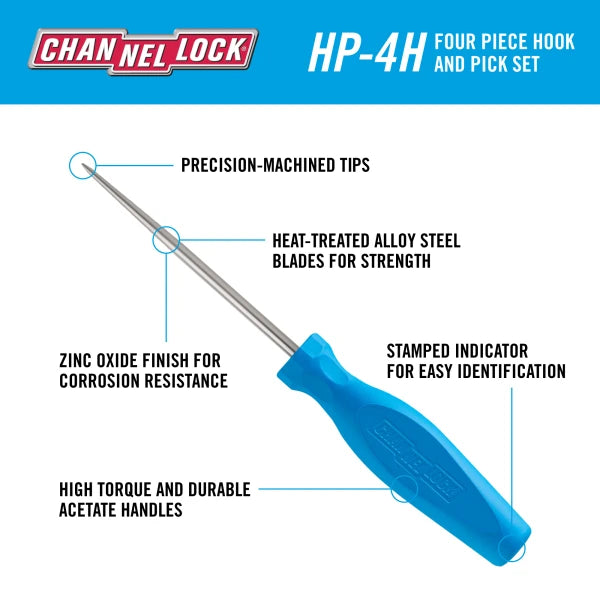 CHANNELLOCK HP-4H 4-Piece Precision Hook & Pick Set