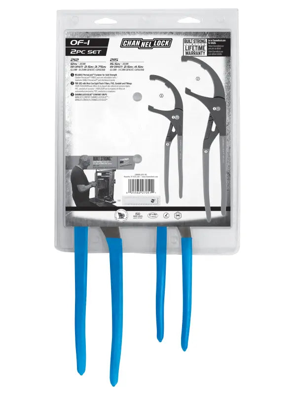 CHANNELLOCK OF-1 2-Piece Oil Filter/PVC Pliers Set