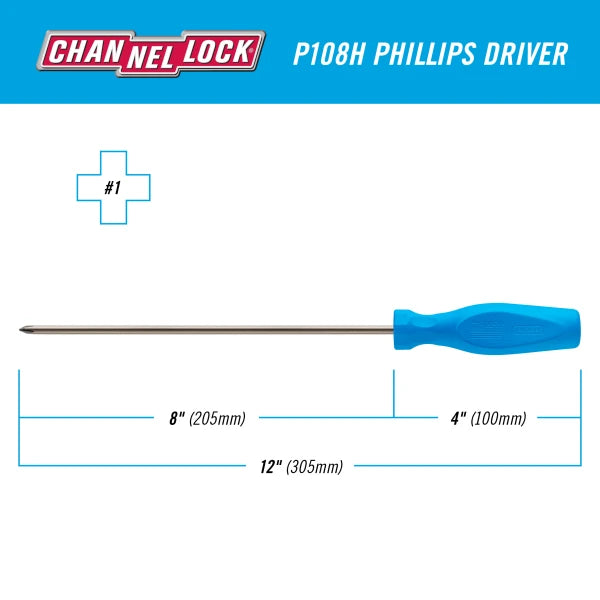 CHANNELLOCK P108H Phillips #1 x 8" Screwdriver