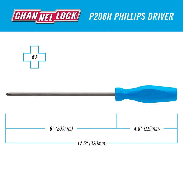 CHANNELLOCK P208H Phillips #2 x 8" Screwdriver