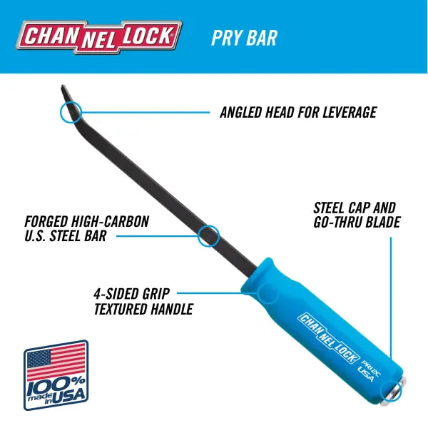 CHANNELLOCK PR12C 12-inch Pry Bar, 3/8" x 7" - Tool Leaks