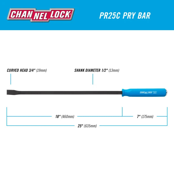 CHANNELLOCK PR25C 25-inch Pry Bar, 1/2" x 18"