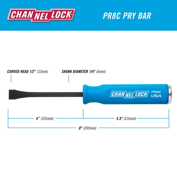 CHANNELLOCK PR8C 8-inch Pry Bar, 1/4" x 4" - Tool Leaks
