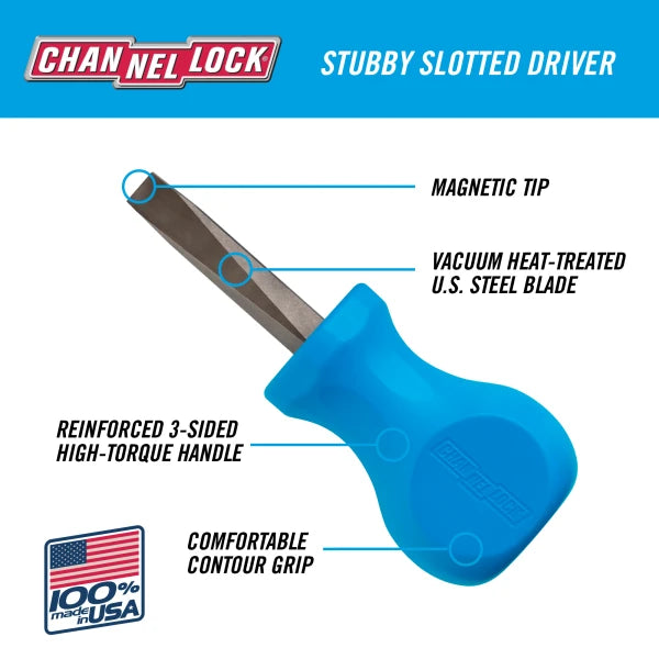 CHANNELLOCK S141H Slotted 1/4" x 1.5" Stubby Screwdriver