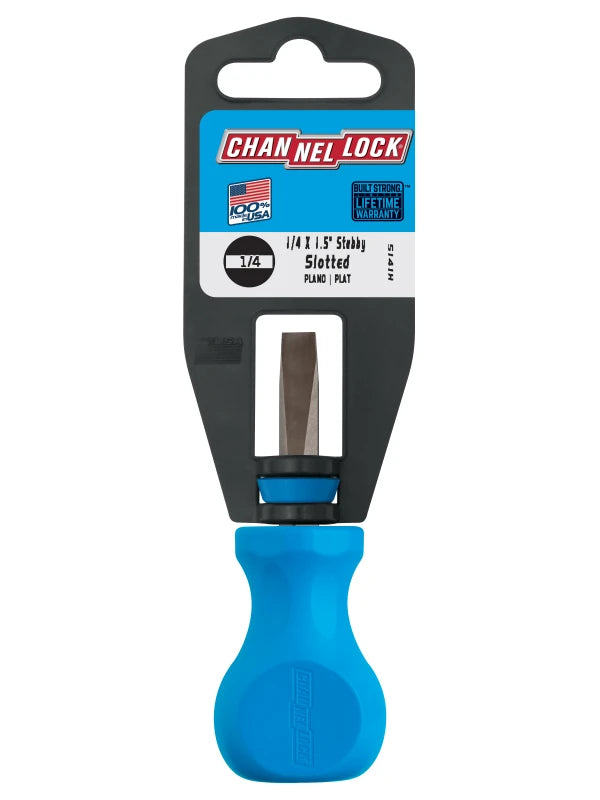 CHANNELLOCK S141H Slotted 1/4" x 1.5" Stubby Screwdriver