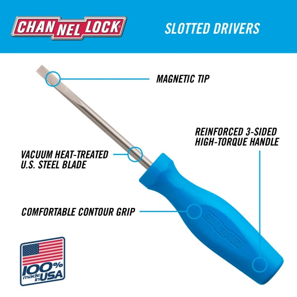 CHANNELLOCK S144H Slotted 1/4" x 4" Screwdriver