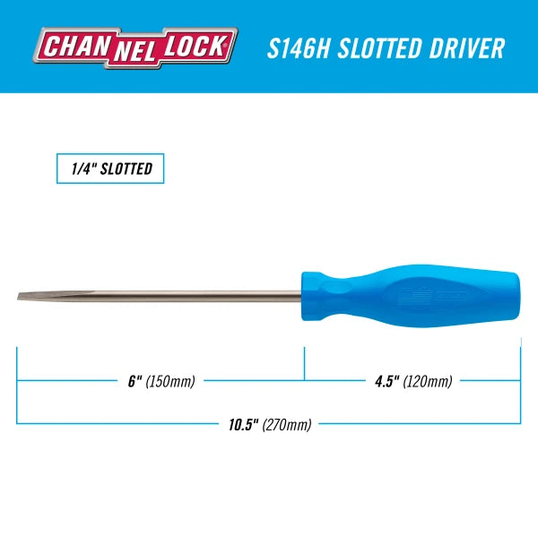 CHANNELLOCK S146H Slotted 1/4" x 6" Screwdriver