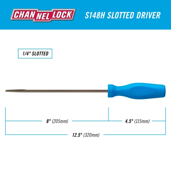 CHANNELLOCK S148H Slotted 1/4" x 8" Screwdriver