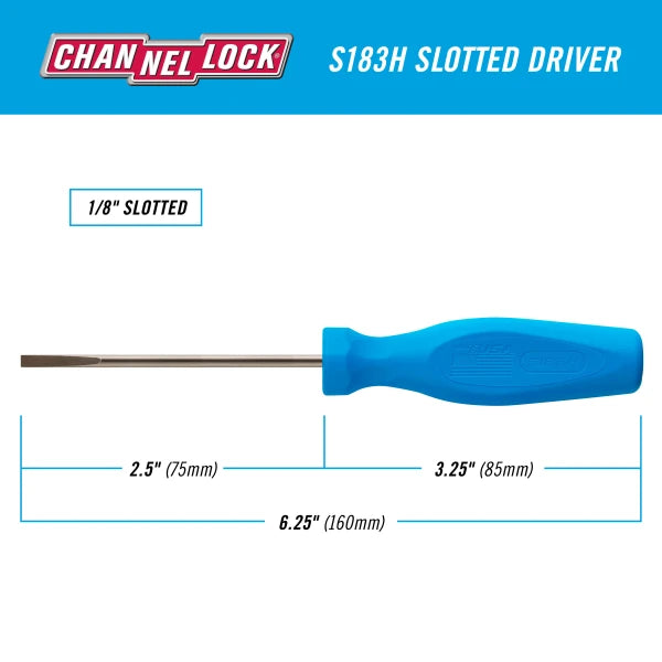 CHANNELLOCK S183H Slotted 1/8" x 3" Screwdriver