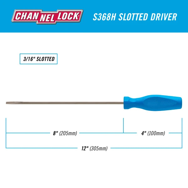 CHANNELLOCK S368H Slotted 3/16" x 8" Screwdriver