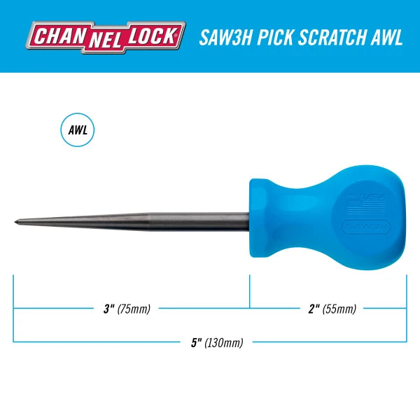 CHANNELLOCK SAW3H Pick Scratch Awl x 3" Stubby - Tool Leaks