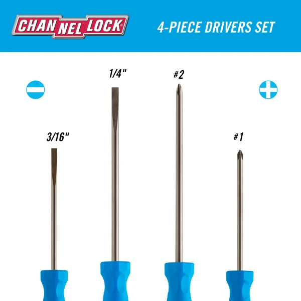 CHANNELLOCK SD-4H 4-Piece Standard Screwdriver Set
