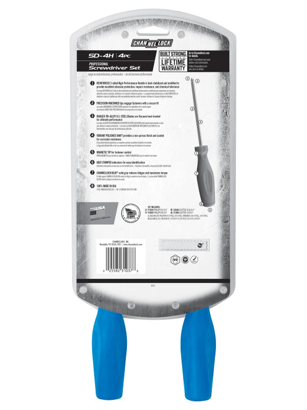 CHANNELLOCK SD-4H 4-Piece Standard Screwdriver Set